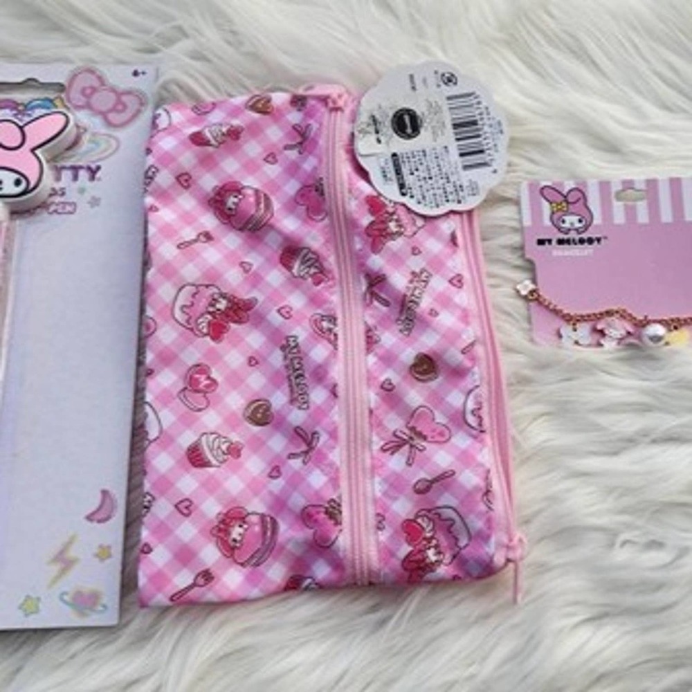 Sanrio My melody 3pc zip pouch, pen and bracelet bundle